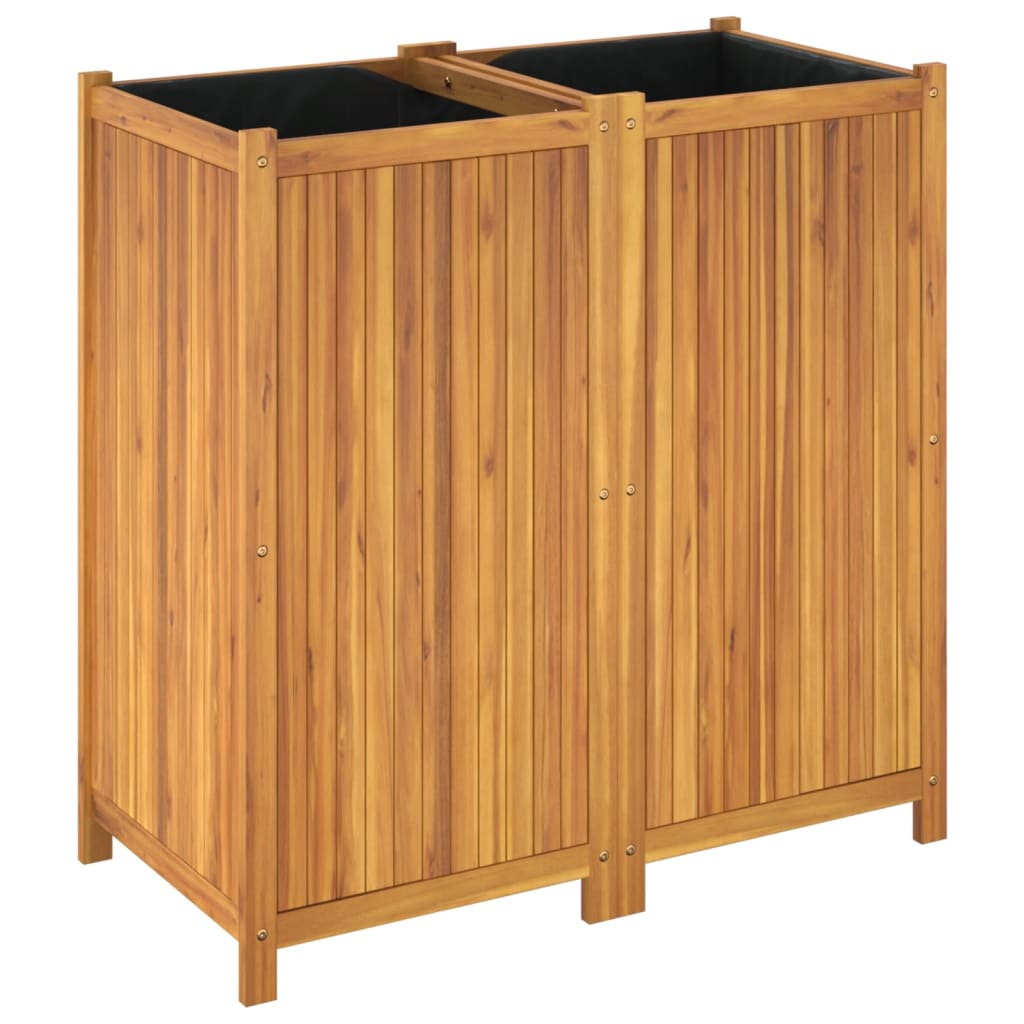 Garden Planter with Liner 100x50x100 cm Solid Wood Acacia
