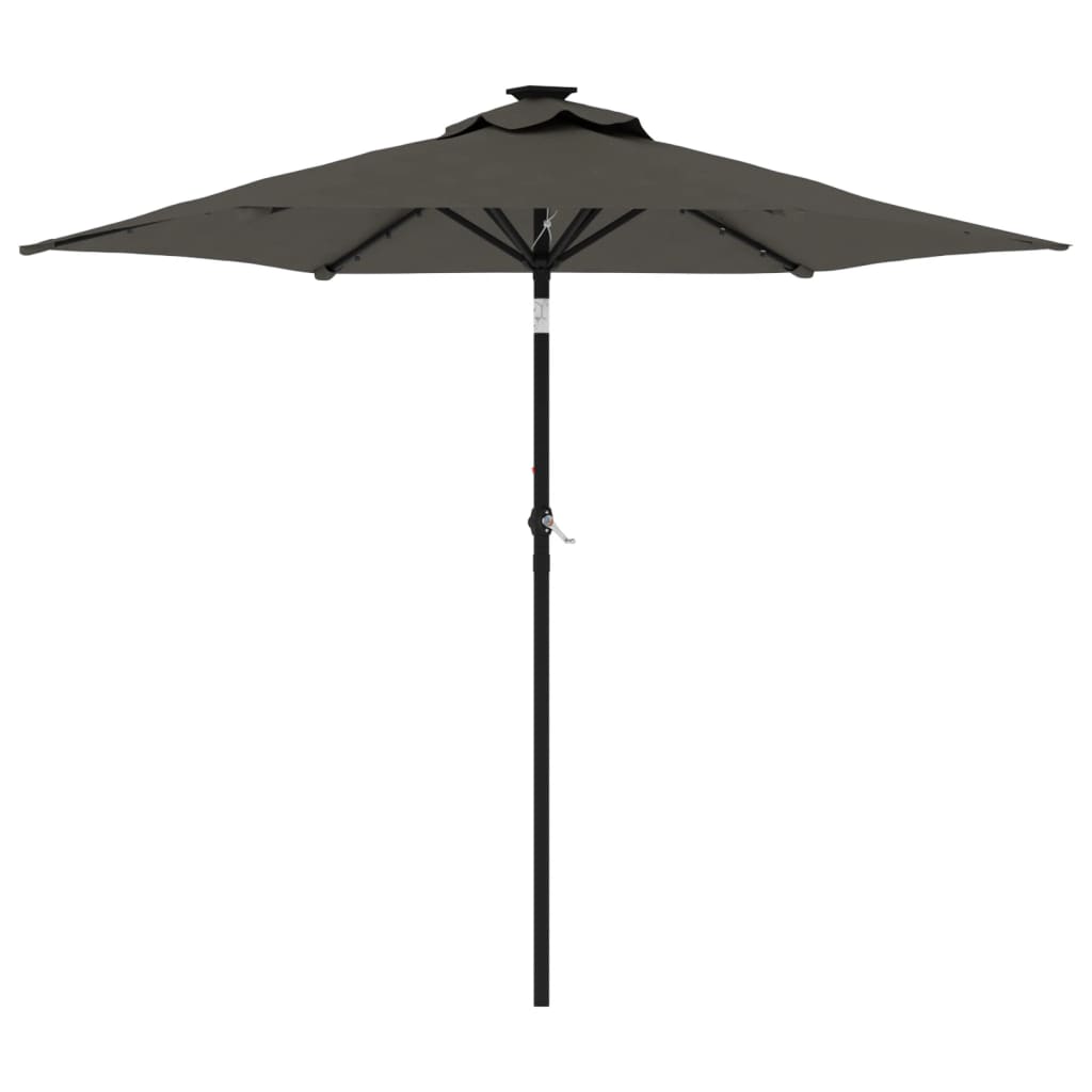Garden Parasol with LEDs&Steel Pole Anthracite 225x225x212cm