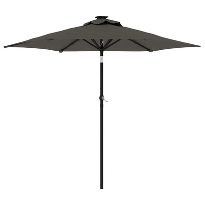 Garden Parasol with LEDs&Steel Pole Anthracite 225x225x212cm