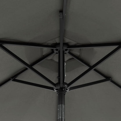 Garden Parasol with LEDs&Steel Pole Anthracite 225x225x212cm