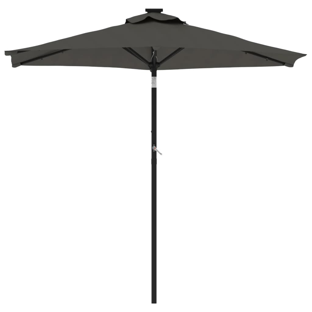 Garden Parasol with LEDs&Steel Pole Anthracite 225x225x212cm
