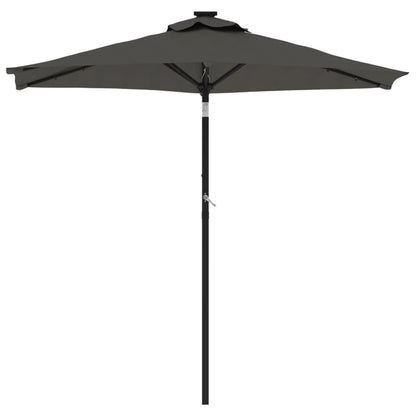 Garden Parasol with LEDs&Steel Pole Anthracite 225x225x212cm