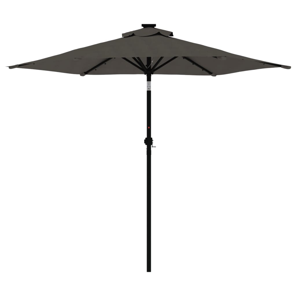 Garden Parasol with LEDs&Steel Pole Anthracite 225x225x212cm