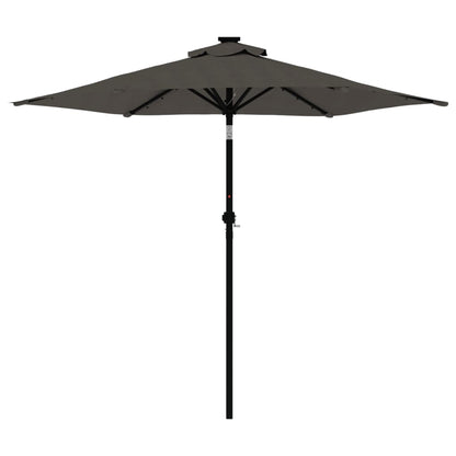 Garden Parasol with LEDs&Steel Pole Anthracite 225x225x212cm
