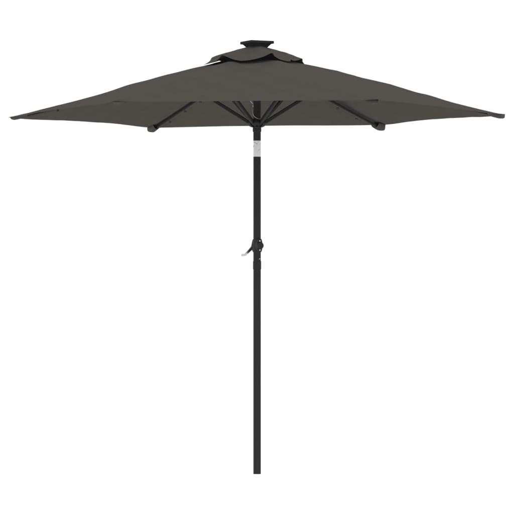 Garden Parasol with LEDs&Steel Pole Anthracite 225x225x212cm