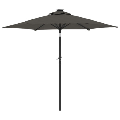 Garden Parasol with LEDs&Steel Pole Anthracite 225x225x212cm