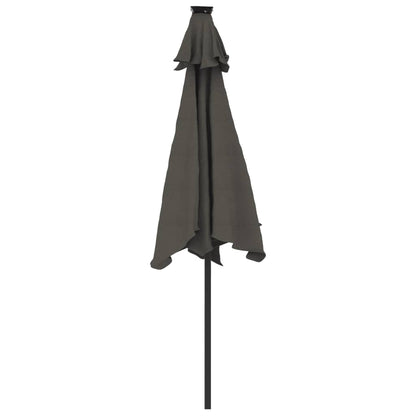 Garden Parasol with LEDs&Steel Pole Anthracite 225x225x212cm