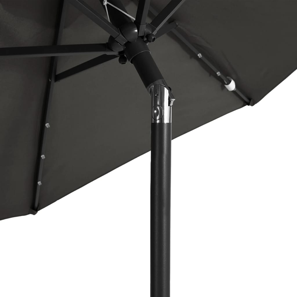 Garden Parasol with LEDs&Steel Pole Anthracite 225x225x212cm
