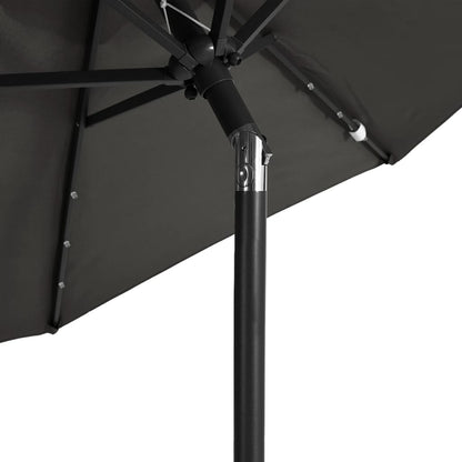 Garden Parasol with LEDs&Steel Pole Anthracite 225x225x212cm