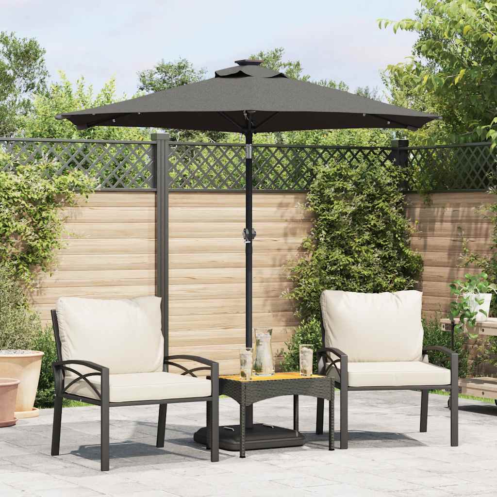 Garden Parasol with LEDs&Steel Pole Anthracite 225x225x212cm
