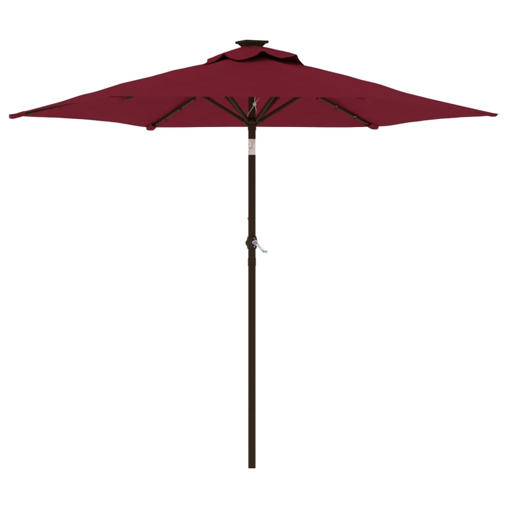 Garden Parasol with LEDs&Steel Pole Bordeaux Red 225x225x212cm