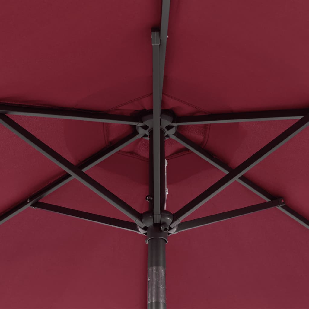 Garden Parasol with LEDs&Steel Pole Bordeaux Red 225x225x212cm