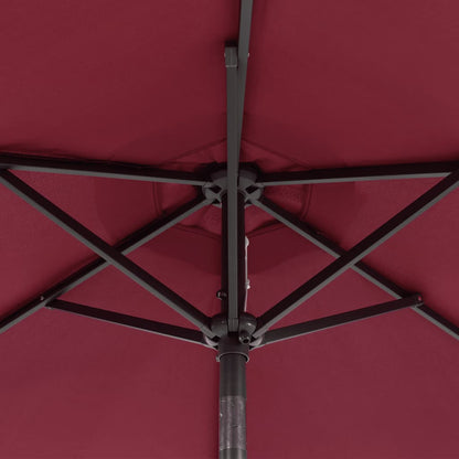 Garden Parasol with LEDs&Steel Pole Bordeaux Red 225x225x212cm