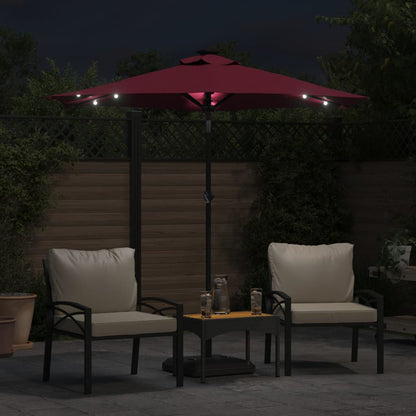 Garden Parasol with LEDs&Steel Pole Bordeaux Red 225x225x212cm