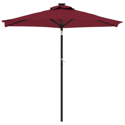 Garden Parasol with LEDs&Steel Pole Bordeaux Red 225x225x212cm