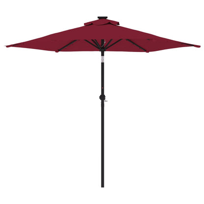 Garden Parasol with LEDs&Steel Pole Bordeaux Red 225x225x212cm
