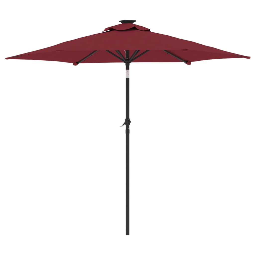 Garden Parasol with LEDs&Steel Pole Bordeaux Red 225x225x212cm