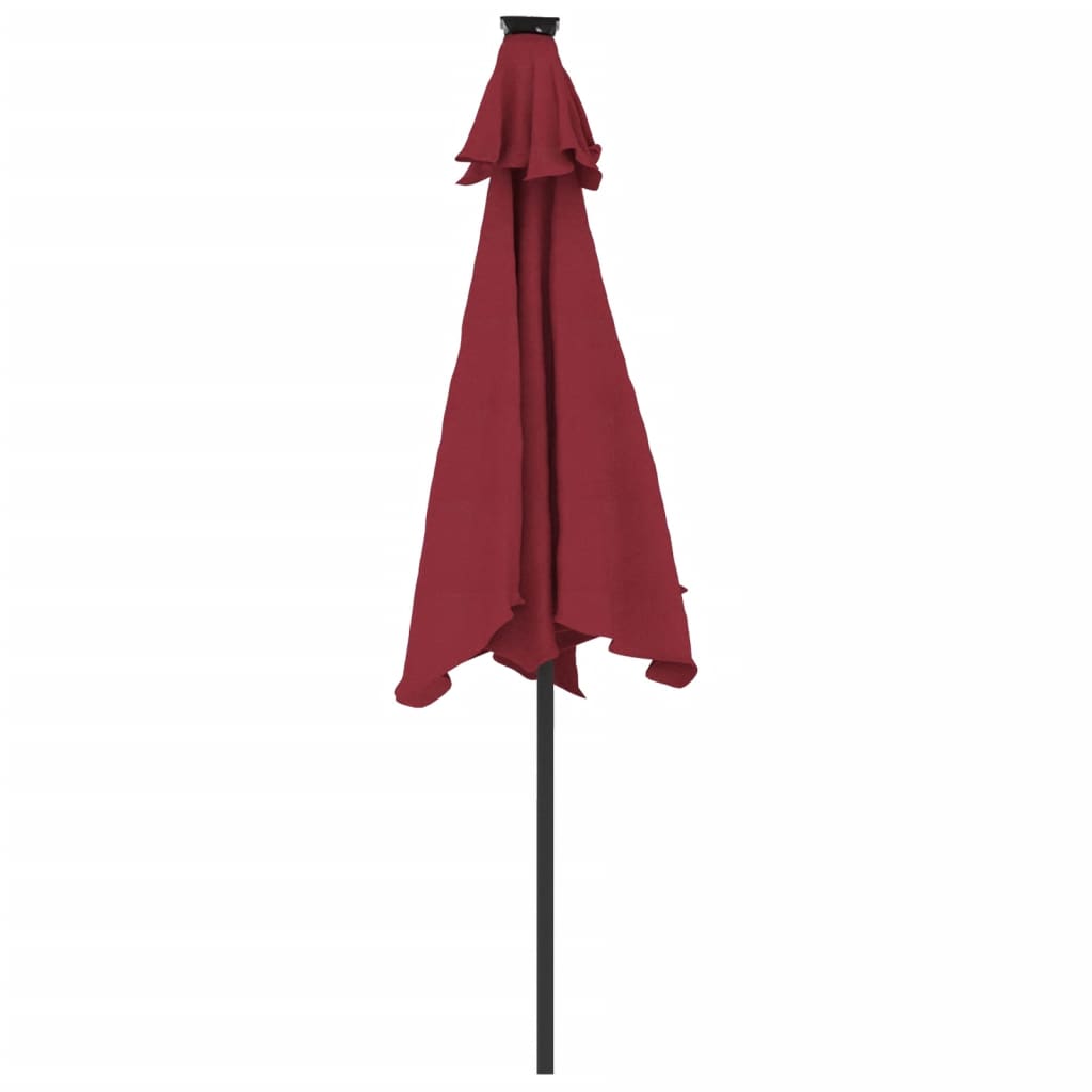 Garden Parasol with LEDs&Steel Pole Bordeaux Red 225x225x212cm