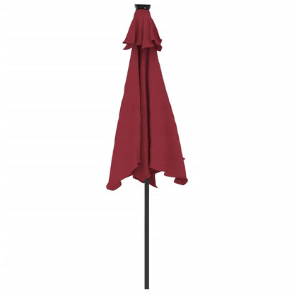 Garden Parasol with LEDs&Steel Pole Bordeaux Red 225x225x212cm