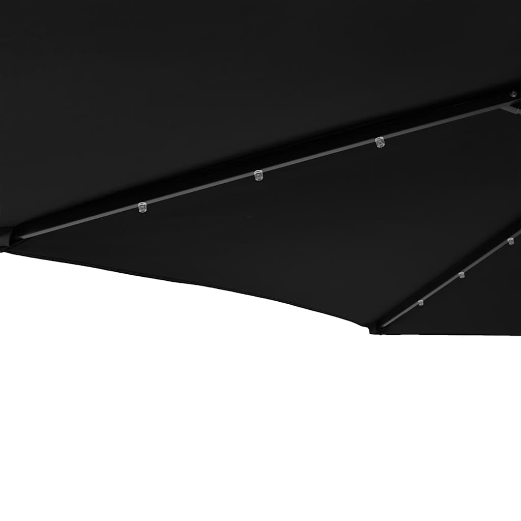 Garden Parasol with LEDs and Steel Pole Black 225x225x212cm