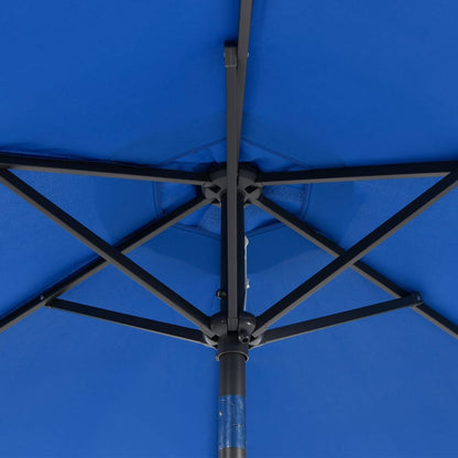 Garden Parasol with LEDs&Steel Pole Azure Blue 225x225x212cm