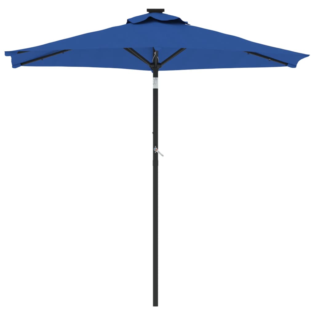 Garden Parasol with LEDs&Steel Pole Azure Blue 225x225x212cm