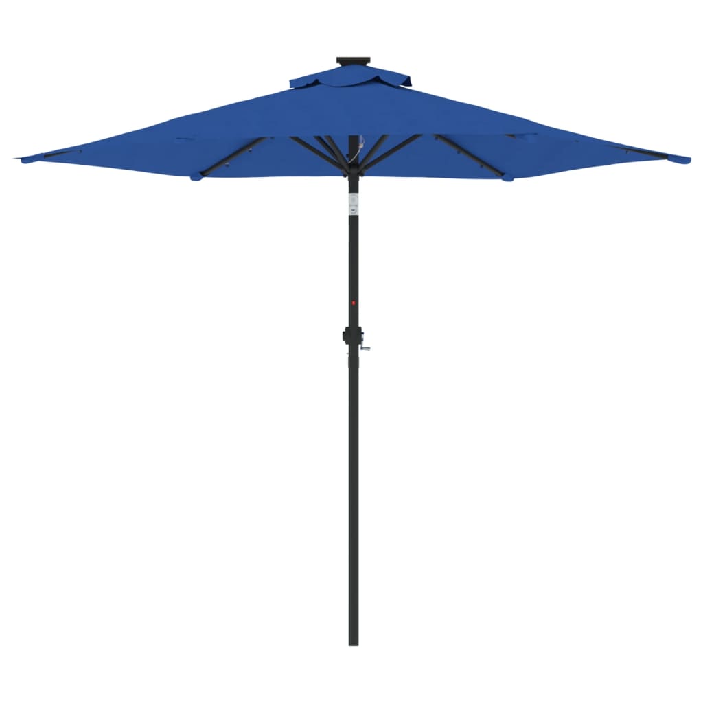 Garden Parasol with LEDs&Steel Pole Azure Blue 225x225x212cm