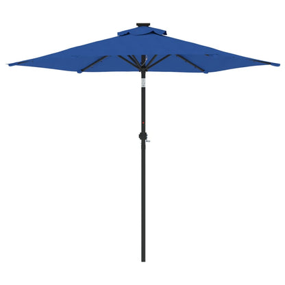 Garden Parasol with LEDs&Steel Pole Azure Blue 225x225x212cm