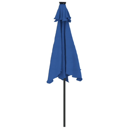 Garden Parasol with LEDs&Steel Pole Azure Blue 225x225x212cm