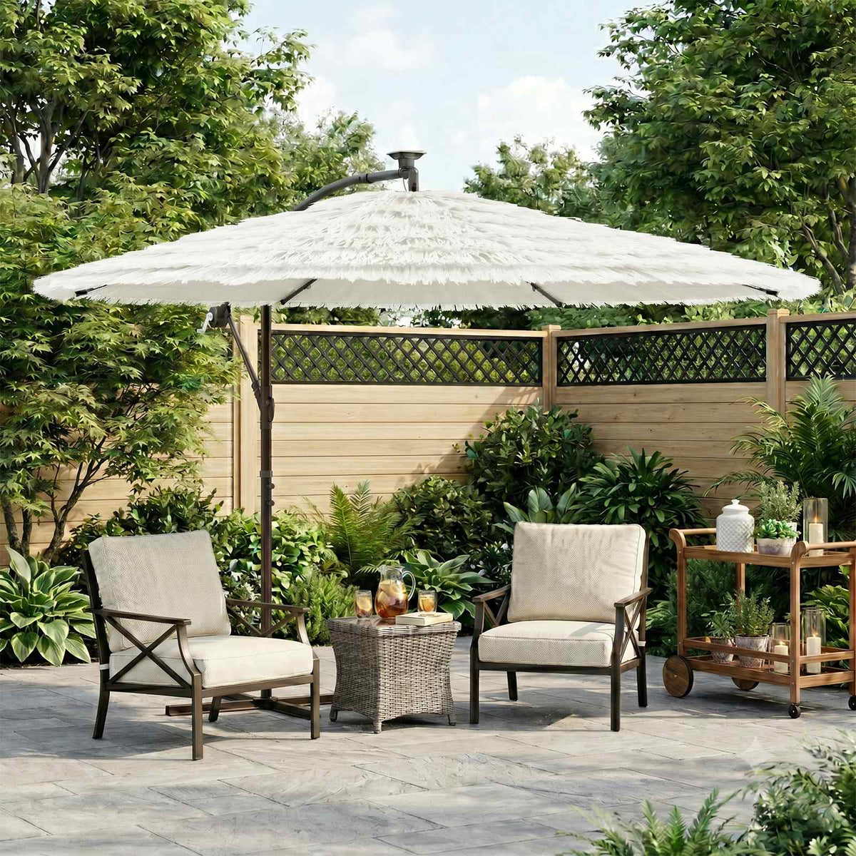 Garden Parasol with Steel Pole White 269x269x235 cm