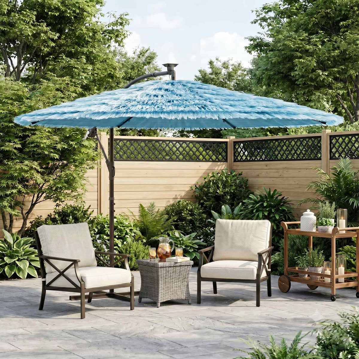 Garden Parasol with Steel Pole Blue 290x290x238 cm