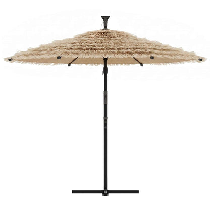 Garden Parasol with LEDs and Steel Pole Brown 246x246x230 cm