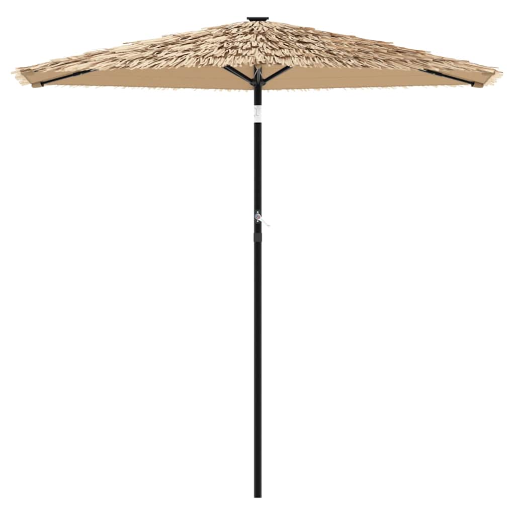 Garden Parasol with LEDs and Steel Pole Brown 223x223x213 cm