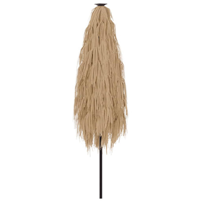 Garden Parasol with LEDs and Steel Pole Brown 388x388x248 cm