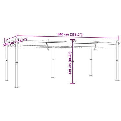 Garden Gazebo with Retractable Roof Taupe 3x6 m Aluminium