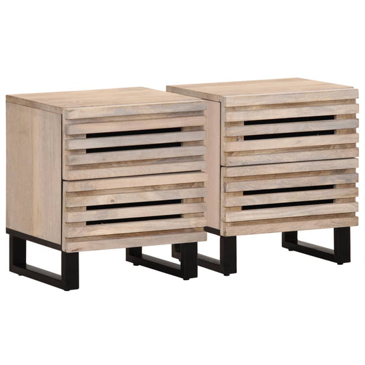 Bedside Cabinets 2 pcs 40x34x46 cm Solid Wood Bleached Mango
