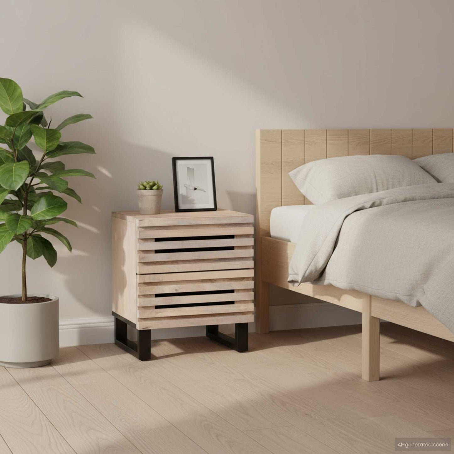 Bedside Cabinets 2 pcs 40x34x46 cm Solid Wood Bleached Mango
