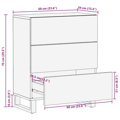 Sideboard 60x34x75 cm Solid Wood Rough Mango