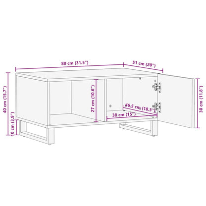 Coffee Table White 80x51x40 cm Solid Wood Mango
