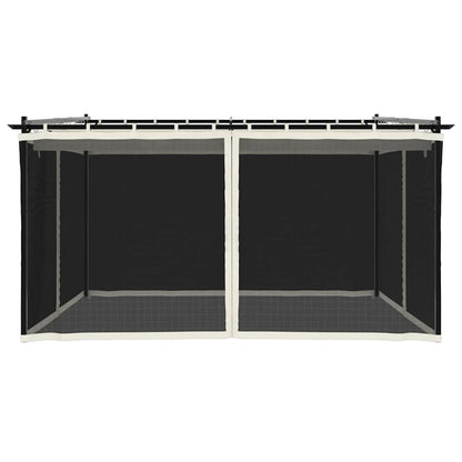 Gazebo with Mesh Walls Cream 4x3 m Steel