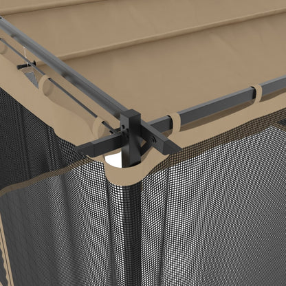 Gazebo with Mesh Walls Taupe 4x3 m Steel