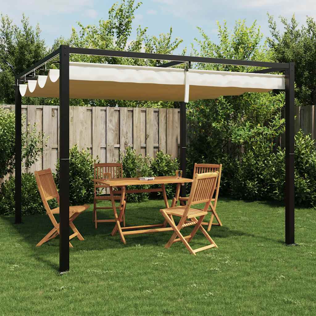 Garden Gazebo with Retractable Roof Cream 3x3 m Steel