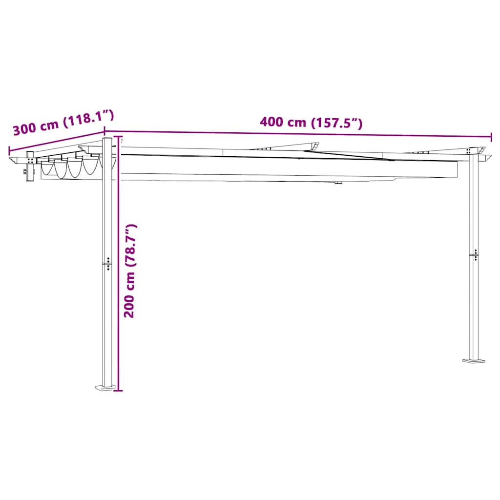 Gazebo 400 x 300 x 200 cm Anthracite Polyester