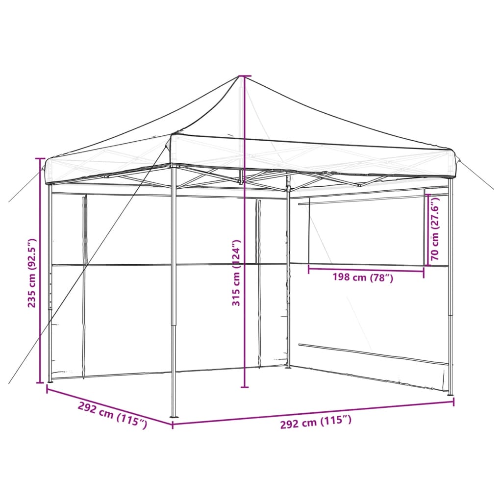 Foldable Party Tent Pop-Up with 2 Sidewalls Orange