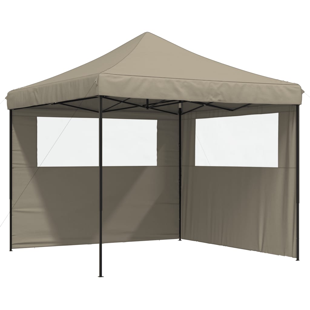 Foldable Party Tent Pop-Up with 2 Sidewalls Taupe