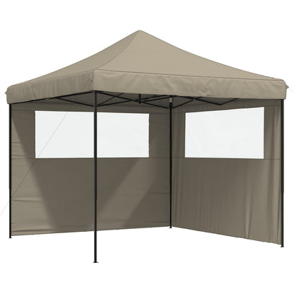 Foldable Party Tent Pop-Up with 2 Sidewalls Taupe