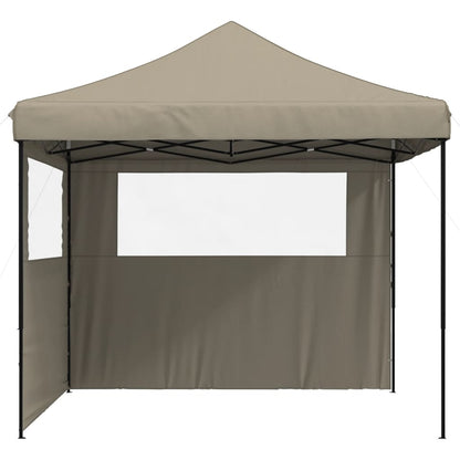 Foldable Party Tent Pop-Up with 2 Sidewalls Taupe