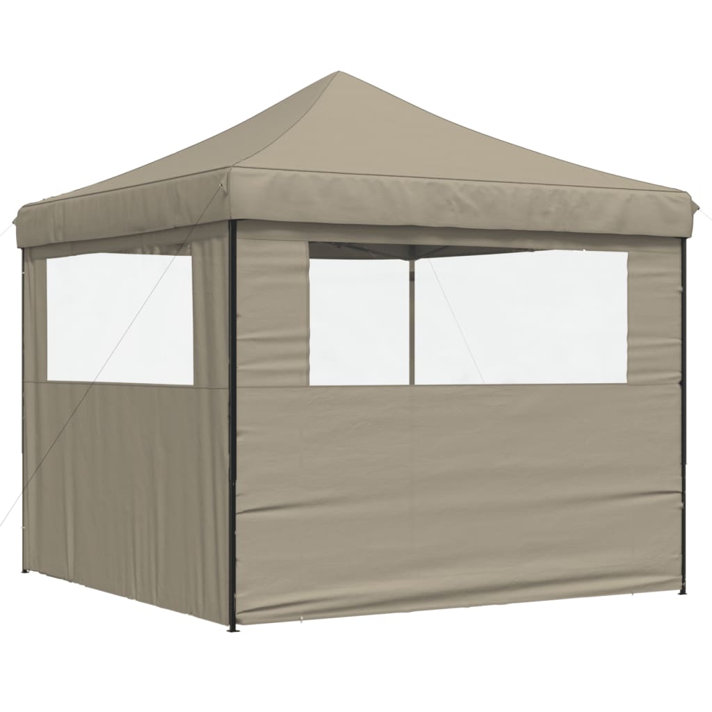 Foldable Party Tent Pop-Up with 2 Sidewalls Taupe