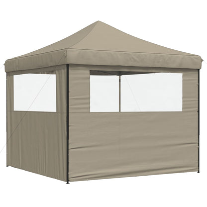 Foldable Party Tent Pop-Up with 2 Sidewalls Taupe