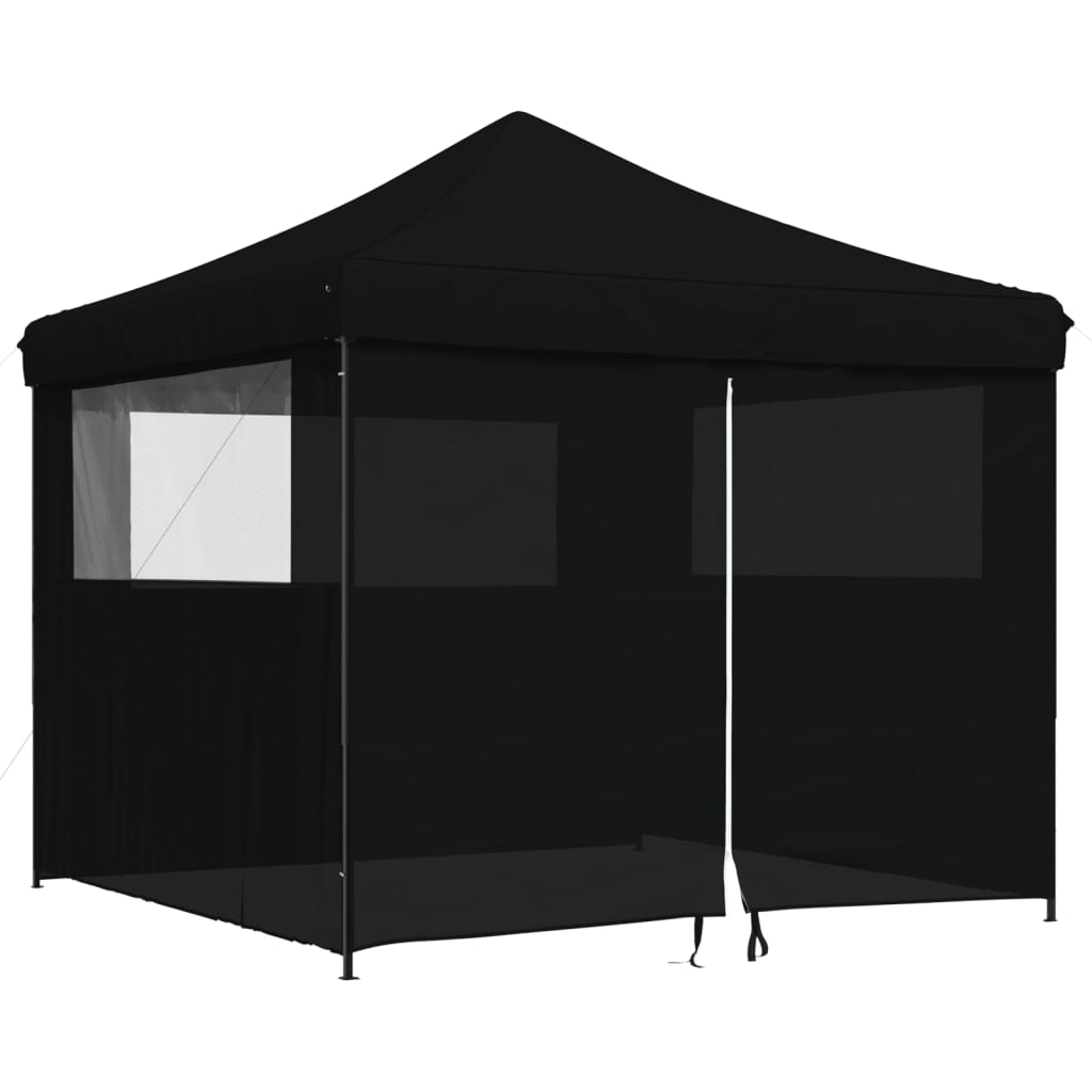 Foldable Party Tent Pop-Up with 4 Sidewalls Black